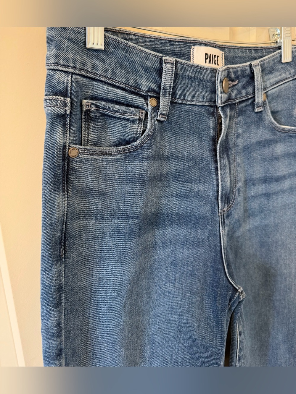 PAIGE Sarah Straight Leg Stretch Denim Jeans, Classic Blue, Size 26 - Picture 4 of 13